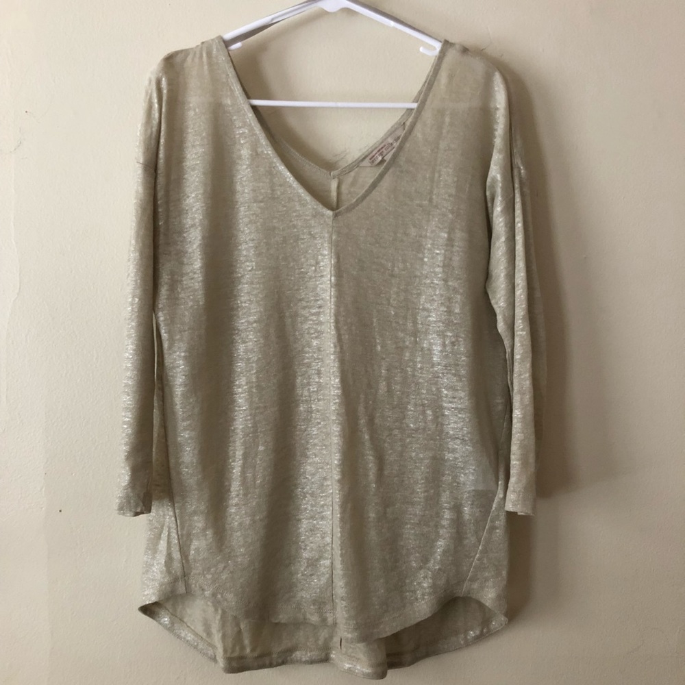 Banana Republic Metallic Quarter Length Sleeve Top